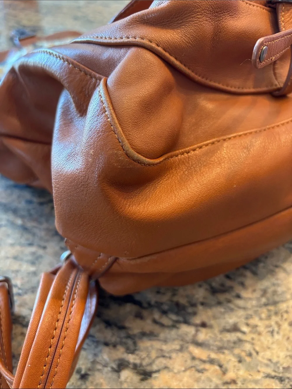 Lancaster Paris Soft Vintage Nova Full-Grain Cowhide Leather Backpack Cognac